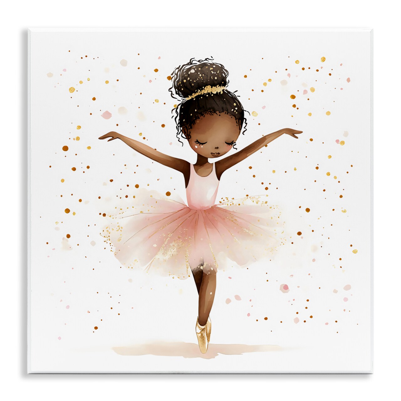 Stupell Industries Pink Ballerina Girl with Gold Wall Plaque, design by Creative Studio
